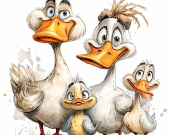 15 PNG Rolig Ankfamilj Quirky Farm Bird Clipart, Humoristisk Ankunge