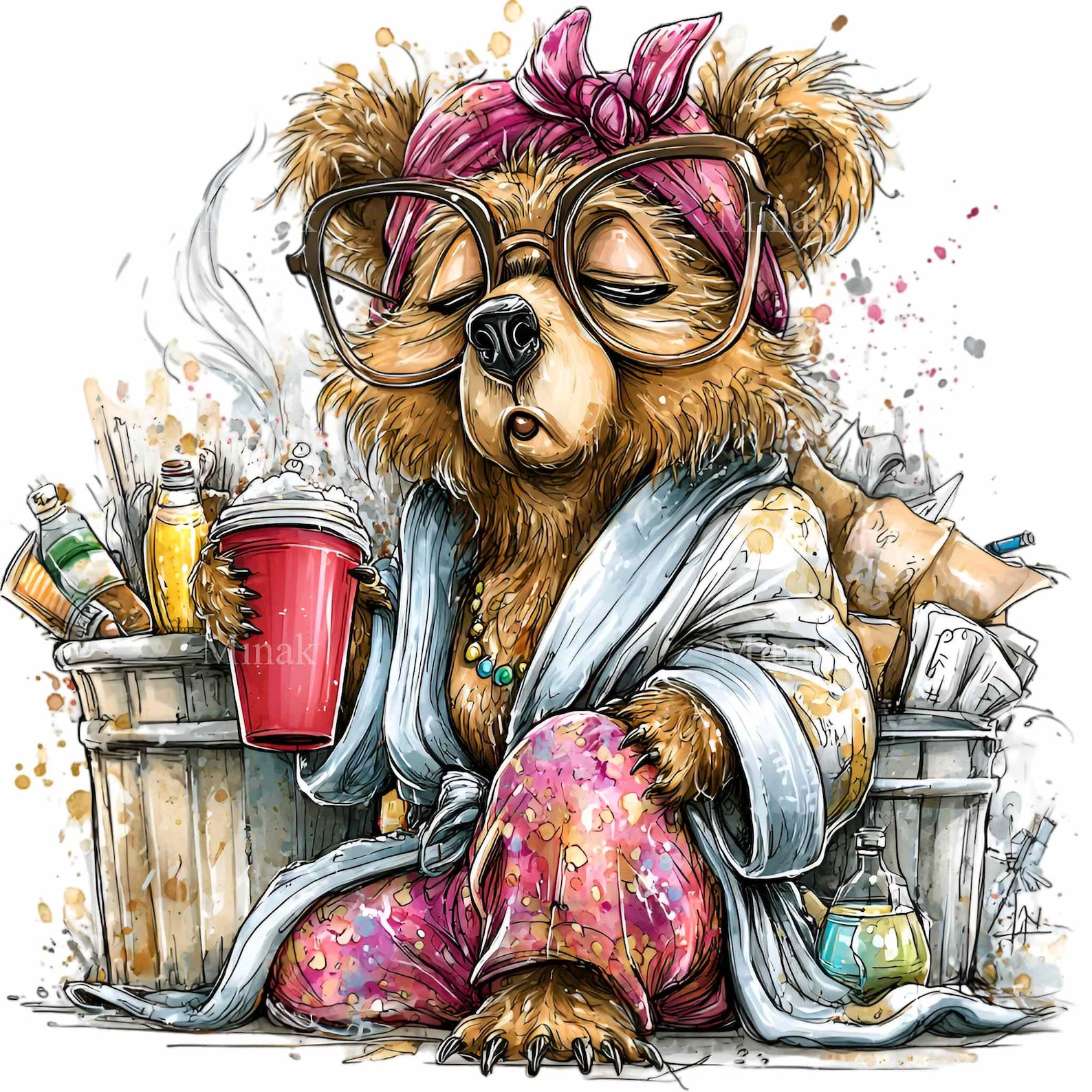15-png-tired-bear-coffee-clipart-funny-morning-humor-digital