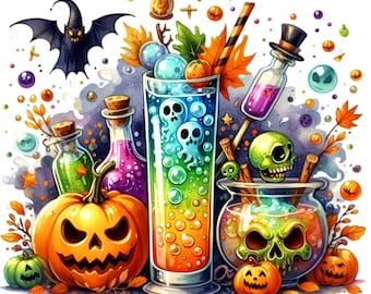 15 PNG Halloween Potion Spooky Cocktail Cauldron Clipart