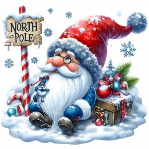 15 imágenes prediseñadas de gnomo navideño PNG: gnomo navideño PNG: adorable personaje navideño para tarjetas, manualidades, sublimación, imprimibles y decoración invernal