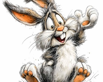 15 PNG Cartoon bunny clipart – Funny rabbit PNG – Kids crafts digital image, Easter art for printables, planners, tumblers, sublimation