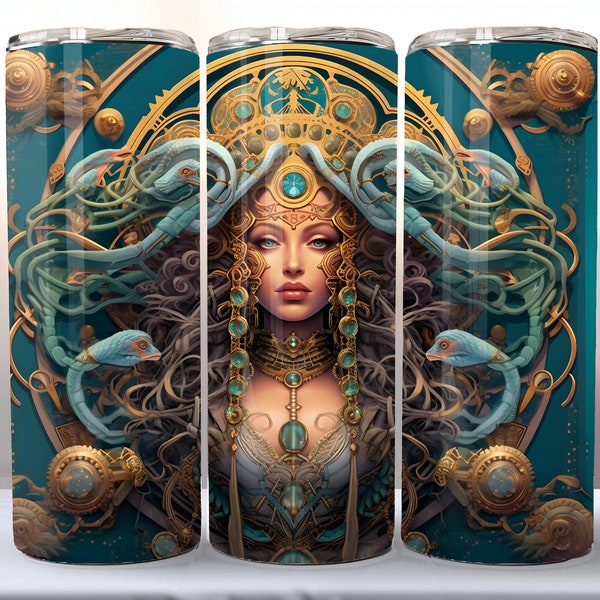 3D Medusa Tumbler Wrap 20oz Mythology Snake Sublimation Printable Digital Paper