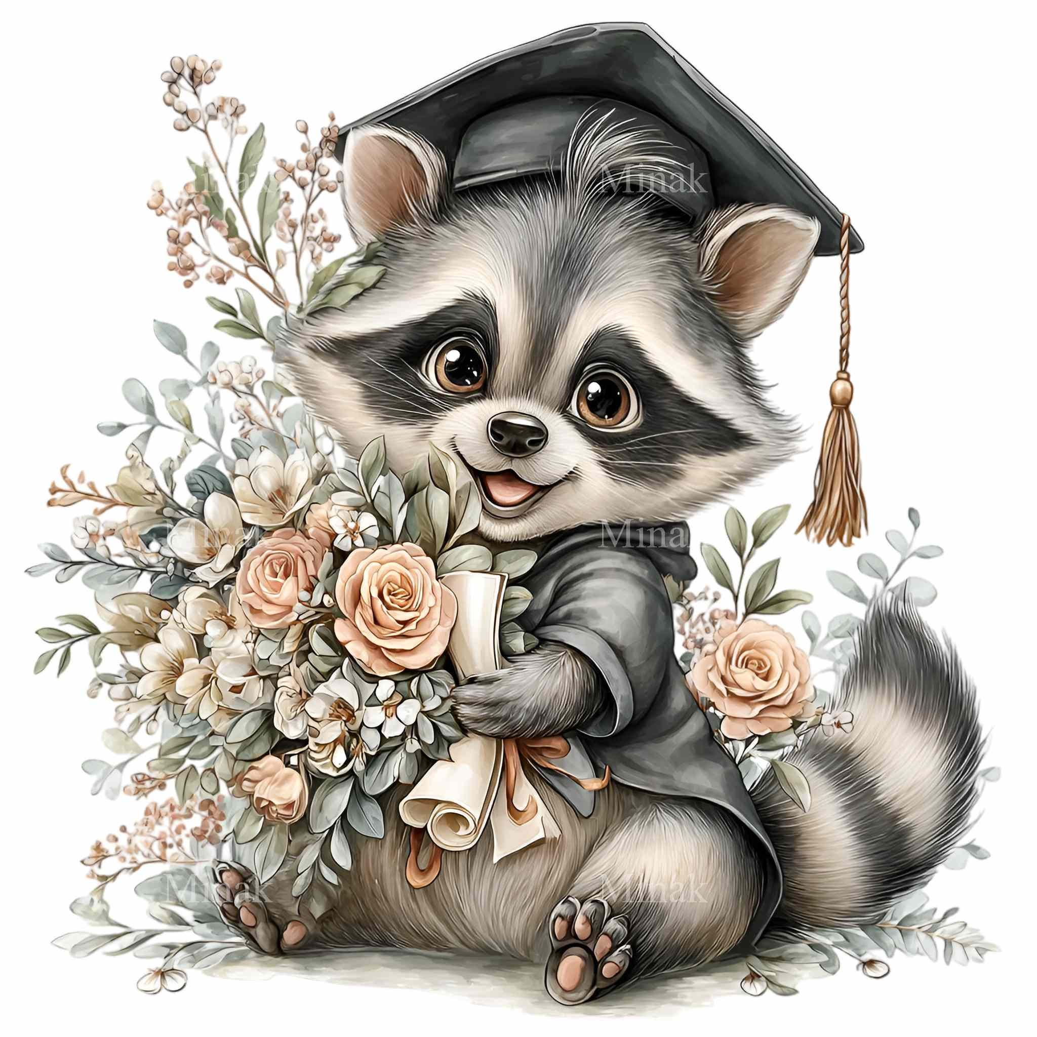 15 PNG Graduation Raccoon Clipart, Class of 2026 Senior Diploma ...
