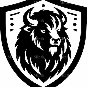 5 archivos SVG de escudo de cabeza de bisonte (archivo de corte SVG) – Clipart de búfalo poderoso – Silueta de animal salvaje fuerte para manualidades con Cricut y láser