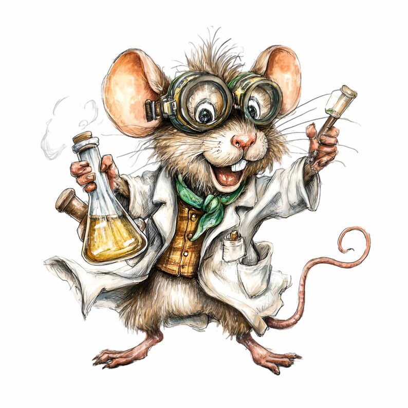 16 PNG Science Mouse Clipart – Cute Scientist Animal PNG – Laboratory ...