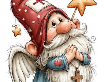 15 PNG Praying Angel Gnome Christian Faith Wings Star Sublimation