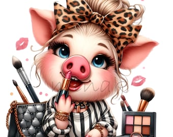 15 PNG Make-up Ferkel Leopard Schleife Lippenstift Schönheit Sublimationskunst