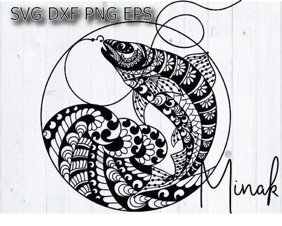 Download Fish Jumping Svg Bass Fish Mandala Mandela Zenart Svg Design Etsy
