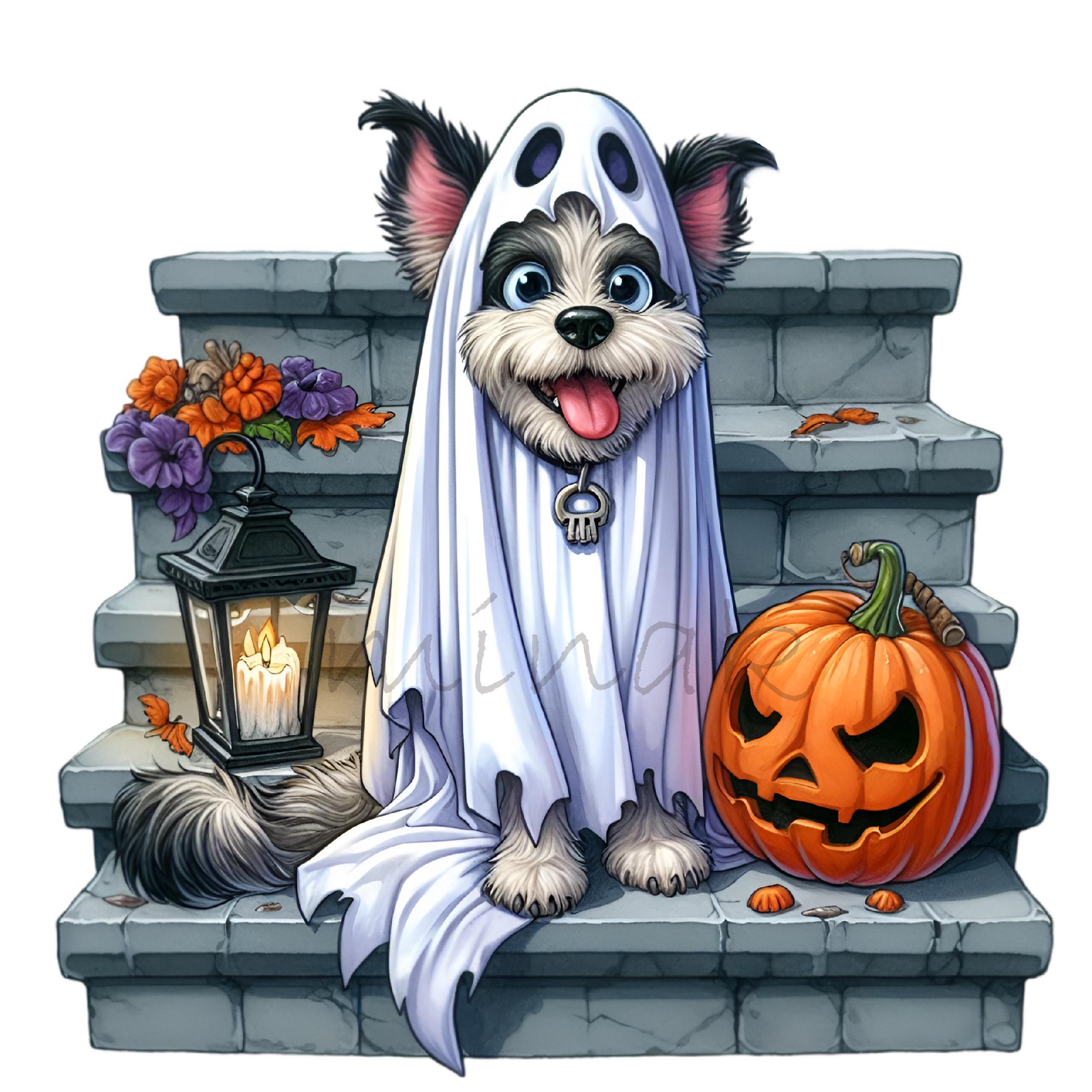 9 PNG Ghost Dog Halloween Husky Clipart, Spooky Pumpkin Art - Etsy