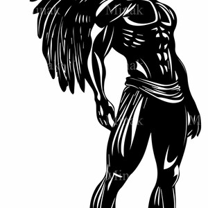 6 SVG Winged Warrior SVG Cut File, poderoso clipart de lutador mítico, design de herói angelical musculoso para Cricut e corte a laser