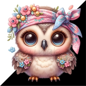 10 PNG Floral Owl Clipart - Cute Baby Owl PNG for Kids Crafts, Nursery ...