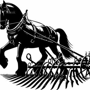5 SVG Draft Horse Plow, Farm Equipment Heavy Stallion Vector