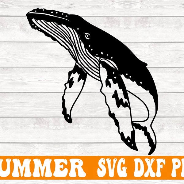 Humpback Whale Svg, Summer Beach Shirt Ocean Marine Underwater Animal, For Cricut, Laser Cut, Vector, Vinyl Transfer, Dxf, Instant Downloads