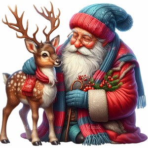 Renne de Noël PNG 12 - Clipart Père Noël PNG - Art hivernal de vacances pour cartes, sublimation, imprimés festifs, décoration de fête