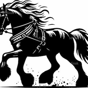 6 SVG cheval de trait en cours d'exécution fichier de coupe SVG | Silhouette de cheval puissante | Clipart étalon puissant pour travaux manuels Cricut, laser et vinyle