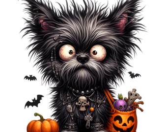 12 PNG Gothic Dog Halloween Puppy Pumpkin Spooky Clipart