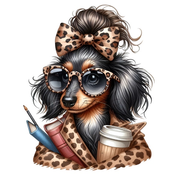 15 PNG 教師用ダックスフントのクリップアート - ヒョウ柄メガネ犬の