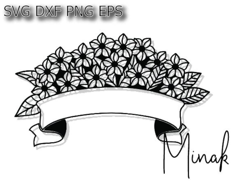 Ribbon Banner Svg Floral Banner Svg Flowers Swag Svg Cut Etsy