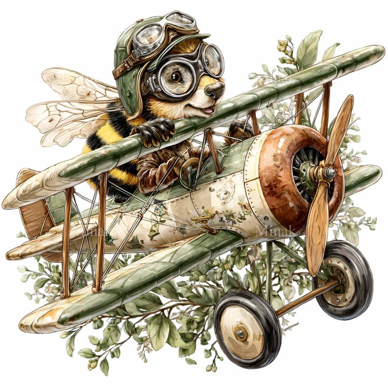 15 PNG Aviation Bumblebee Pilot, Vintage Plane Clipart - Etsy