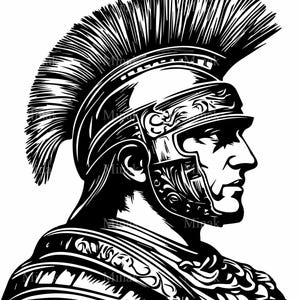 4 File di taglio SVG di guerriero romano - Gladiatore con elmo e armatura dettagliati - Download digitale per Cricut e laser