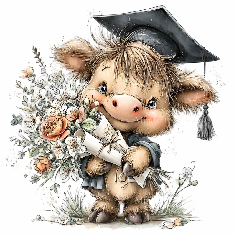 Graduation Cow 15 PNG Graduation Highland Cow Clipart, Class of 2026 Senior Heifer ...