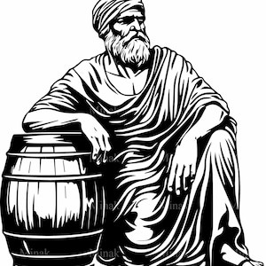 6 SVG Philosopher with Barrel SVG Cut File – Ancient Greek Man Silhouette – Historical Figure Clipart for Cricut and Laser Crafts