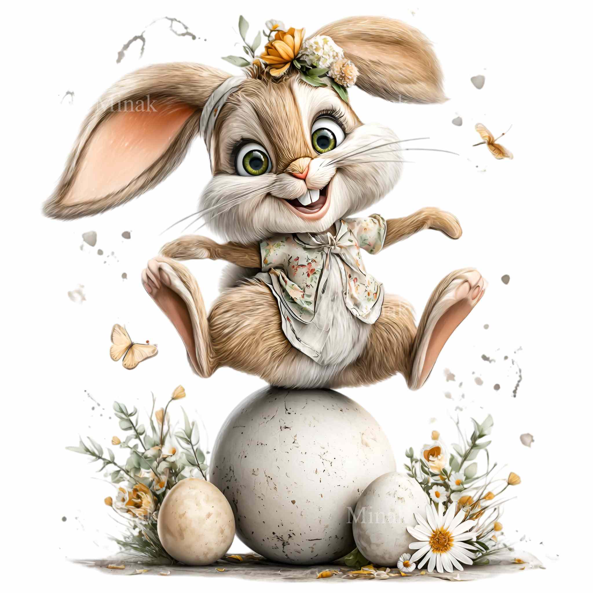 15 PNG Easter Rabbit – Spring Bunny Clipart Balancing Eggs, Kids ...