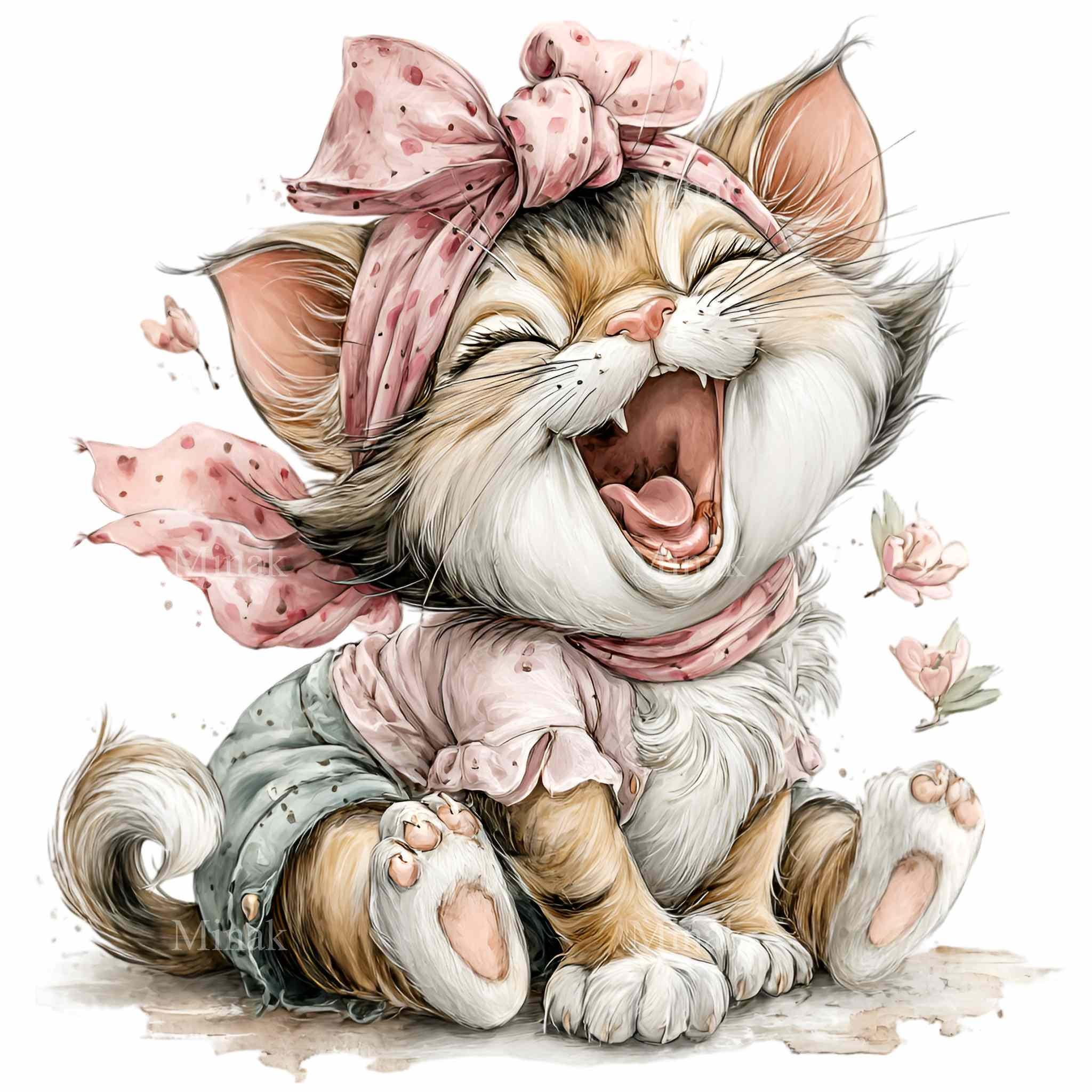 15 PNG Kitten Nursery Clipart – Bow Cat Watercolor Baby Animal ...