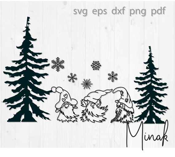 Download Gnomes In Winter Scene Svg Files For Cricut Funny Nordic Etsy