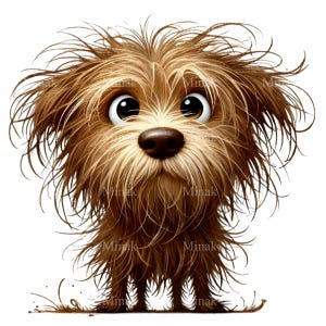 12 PNG niedliche, unordentliche Hunde Illustrationen für Humor Kunstdrucke & Geschenke für Tierliebhaber