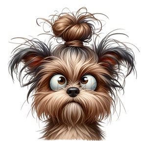 10 PNG Messy Hair dog - Lustiger Welpe mit großen Augen PNG - Niedliches Cartoon-Terrier-Clipart für Aufkleber, Geschenke für Tierliebhaber und digitales Kunsthandwerk