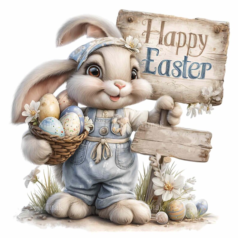 16 PNG Easter Rabbit Clipart, Happy Holiday Bunny Illustration, Spring ...