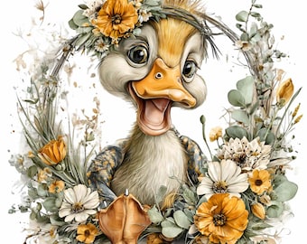 12 PNG Blommig Ankungar, Gul Ank Blomkrans Sublimering