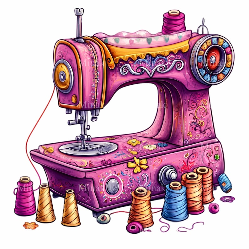 12 PNG Pink Sewing Machine Retro Sublimation Clipart - Etsy