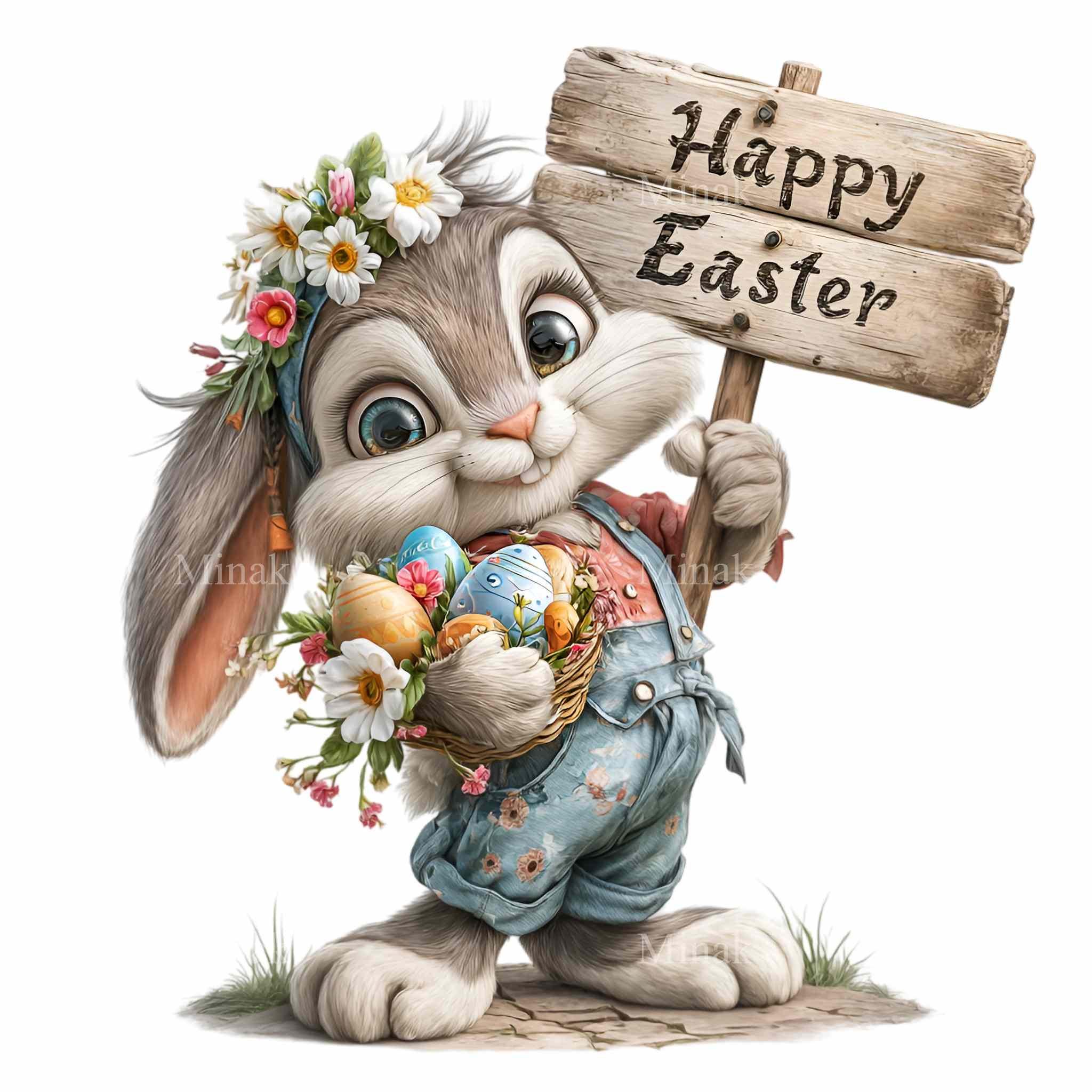 16 PNG Easter Rabbit Clipart, Happy Holiday Bunny Illustration, Spring ...