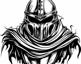 4 SVG Knight Helmet, Warrior Armor Cut File, Medieval Spartan Silhouette Vector