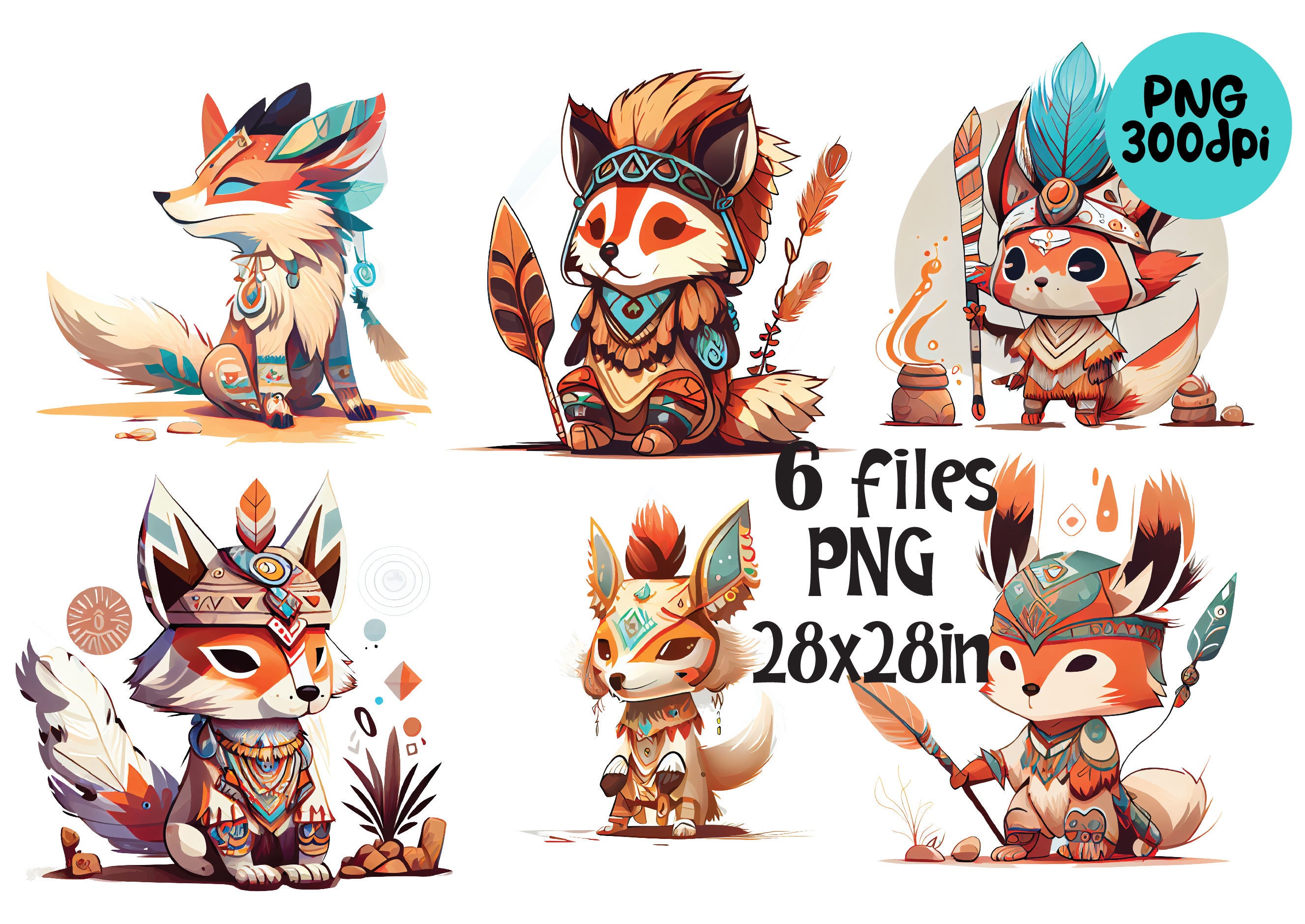 Tribal Fox Clip Art - Etsy