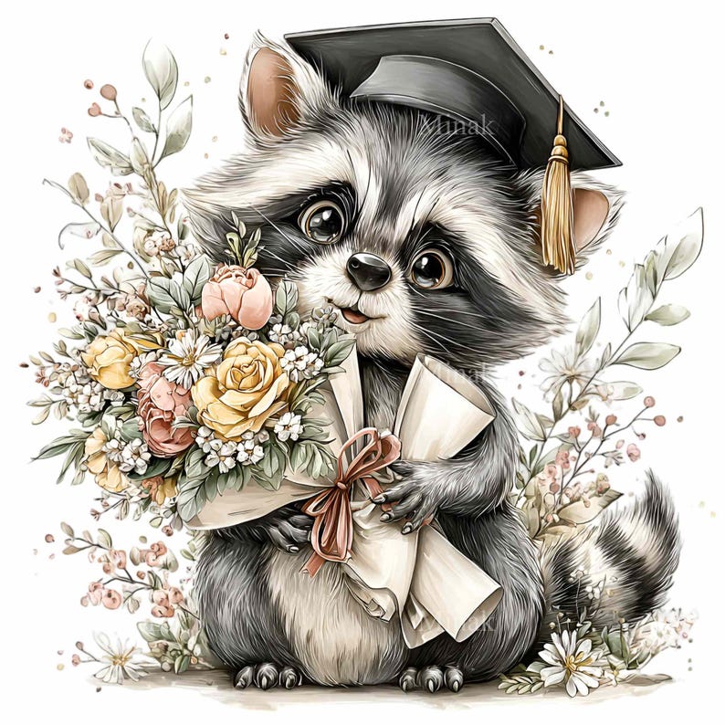 15 PNG Graduation Raccoon Clipart, Class of 2026 Senior Diploma ...