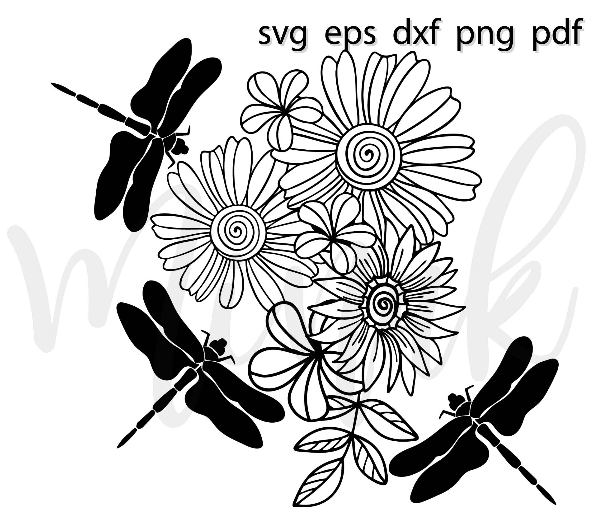 Download Floral Dragonfly Svg Flower Shirt Wings Zentangle For Cricut Etsy