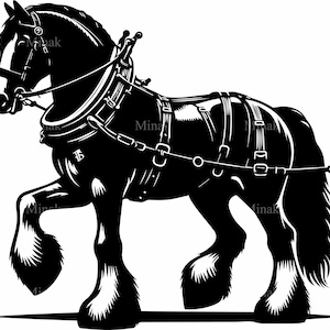5 SVG cheval de trait attelé fichier SVG coupe | Silhouette de cheval de travail | Clipart cheval lourd pour Cricut, découpe laser, travaux manuels en vinyle