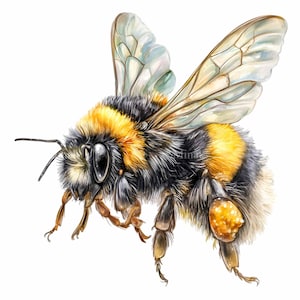 20 PNG Hummel Clipart, Honig Biene Grafiken realistische botanische Natur digital