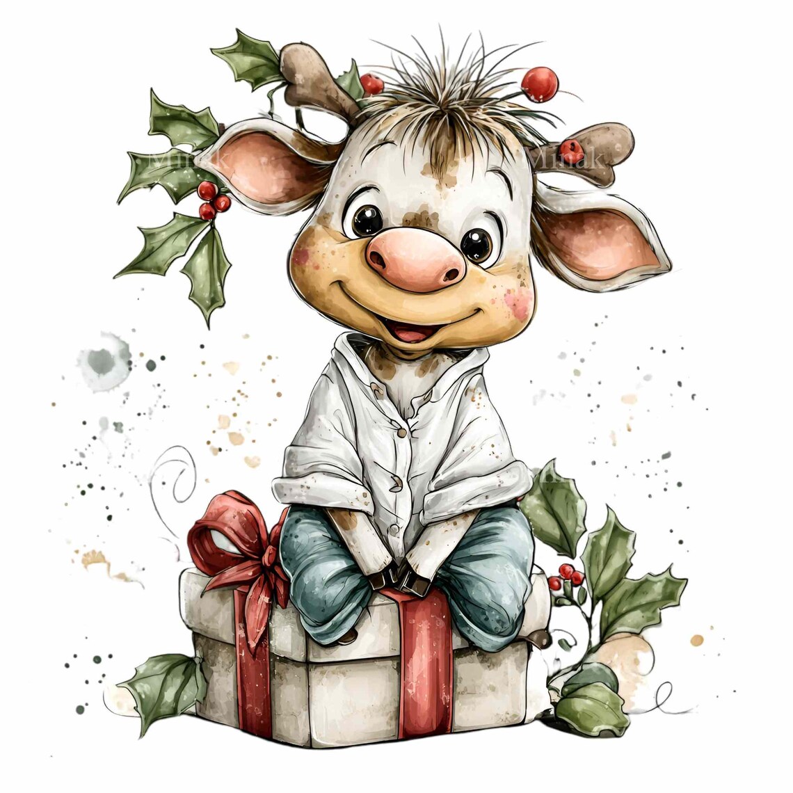 16 PNG Cute Reindeer Clipart – Christmas PNG – Holiday Digital Download ...