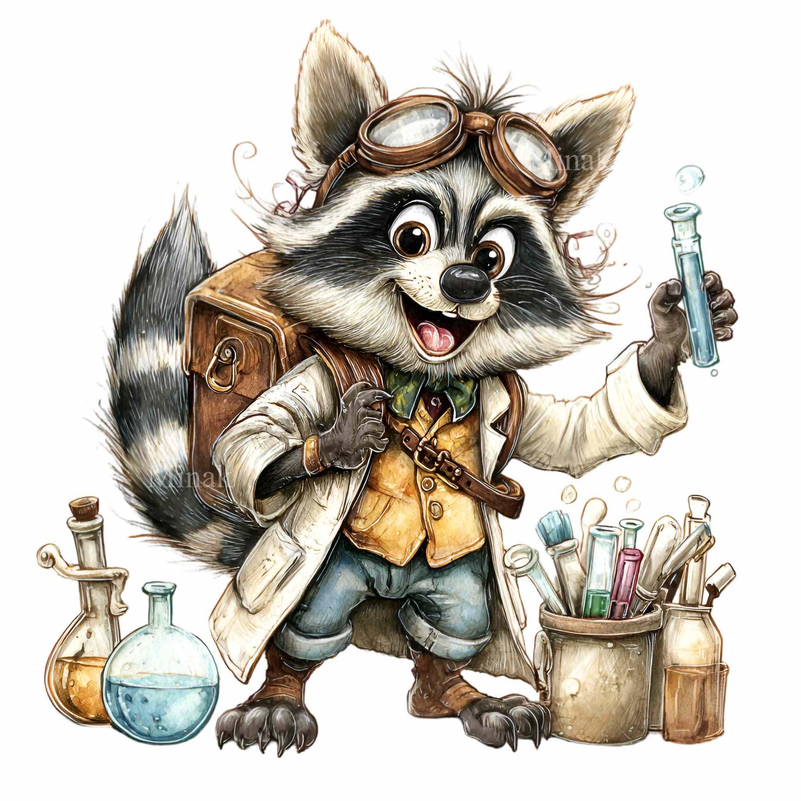 12 PNG Science Raccoon Clipart – Funny Scientist Animal PNG – Chemistry ...