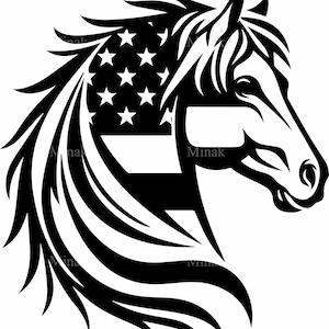 8 SVG cheval patriotique SVG - fichier découpé cheval drapeau américain - décoration de ferme à imprimer pour les amateurs de western, travaux manuels vinyle et laser