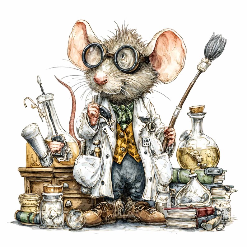 16 PNG Science Mouse Clipart – Cute Scientist Animal PNG – Laboratory ...