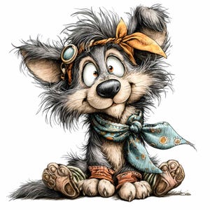 15 PNG Cartoon pup – Baby wolf PNG clipart – Cute animal character for nursery prints, kids crafts and forest-themed party designs
