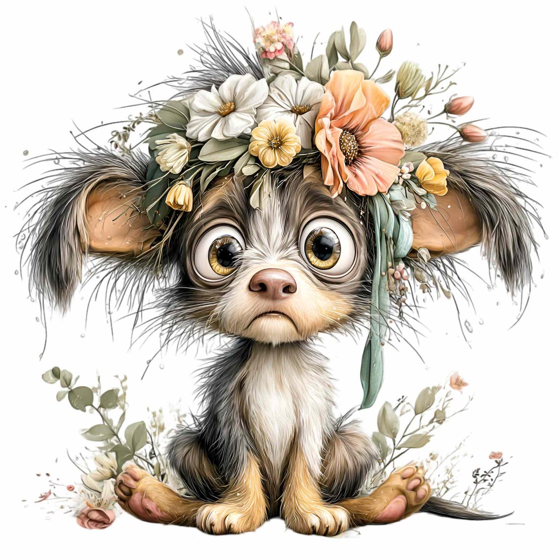 15 PNG Yorkie Floral Puppy Sublimation, Terrier Dog Flower Crown - Etsy