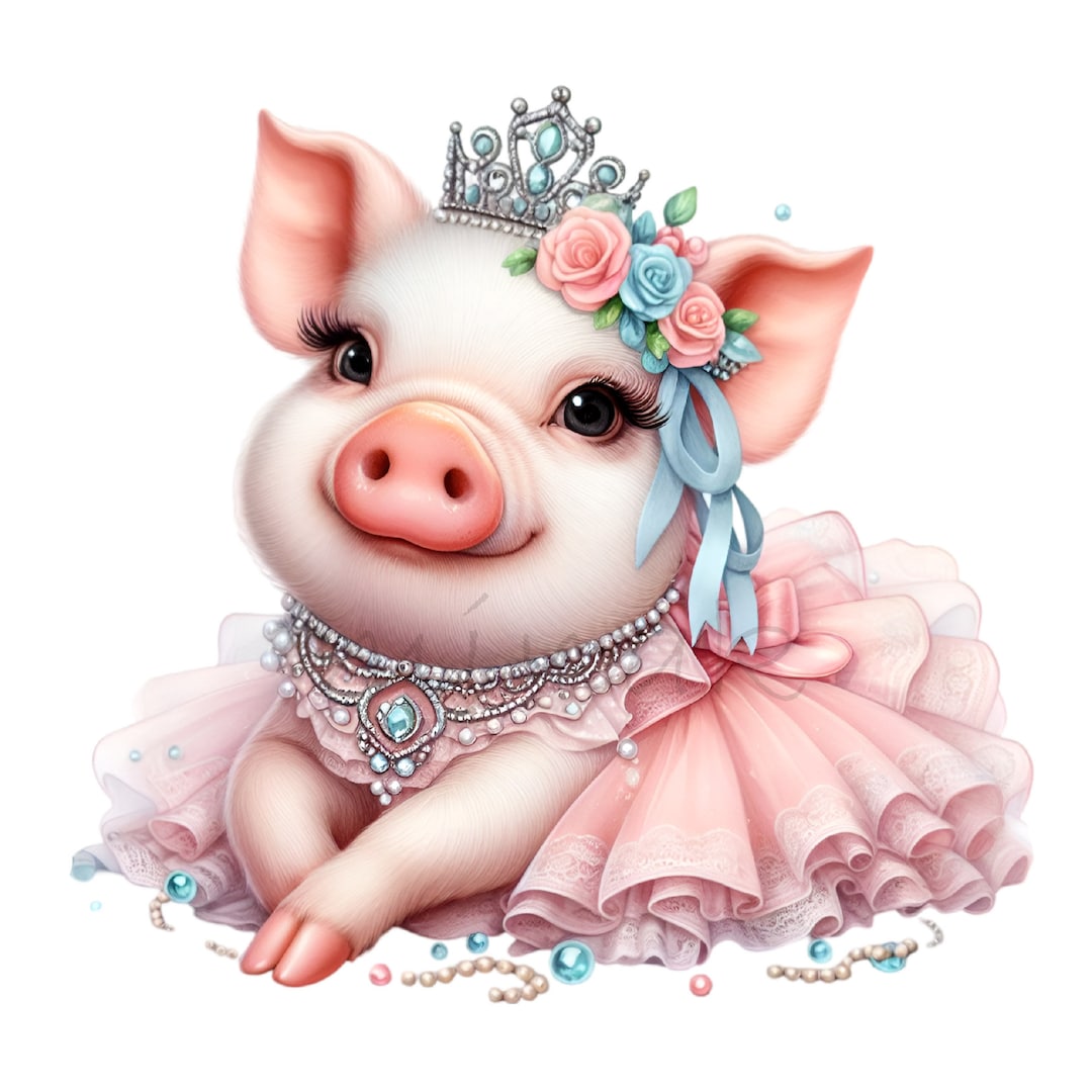 Princess Piglet 15 PNG Princess Pig Clipart – Cute Piglet PNG – Pink Tutu Farm Animal ...