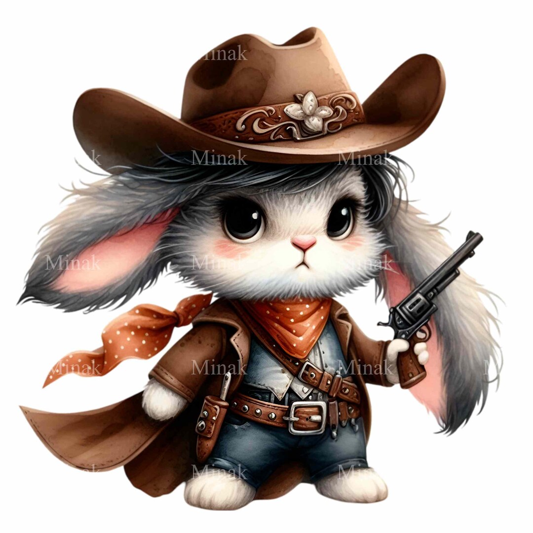 Cowboy Bunny With Hat and Bandana PNG Clipart - 14 Adorable Western ...
