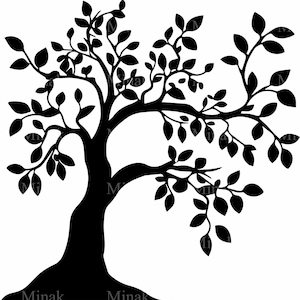 4 Old Tree SVG Cut File, Silhouette Tree Clipart, Rustic Tree Digital Download for Cricut & Laser Cutting Projects